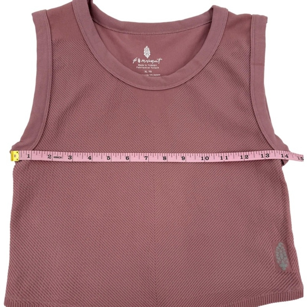FREE PEOPLE MOVEMENT XL Free Throw Muscle‎ Tank Crop Top Pink Ribbed Activewear - Picture 5 of 11